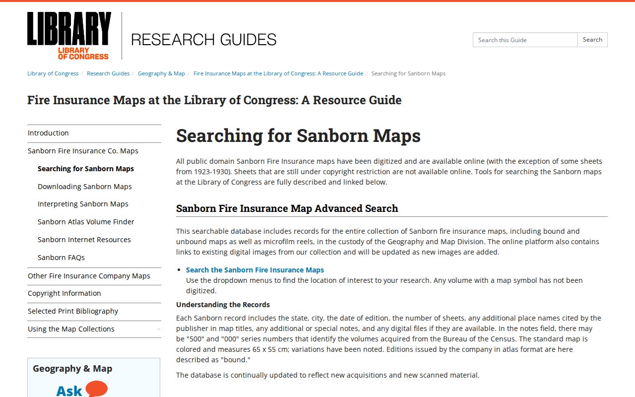 Bessemer city directory research through the Library of Congress map guide