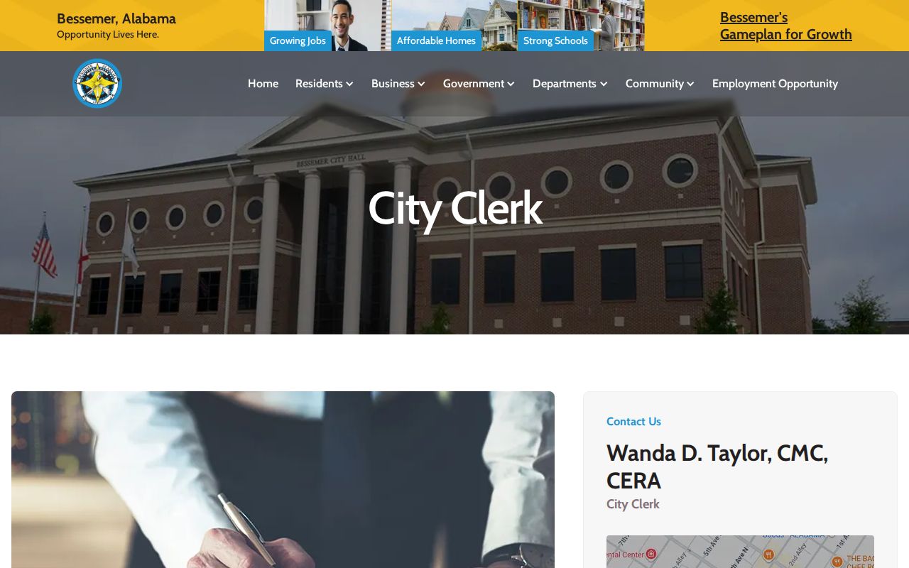 Bessemer residents directory City Clerk records route