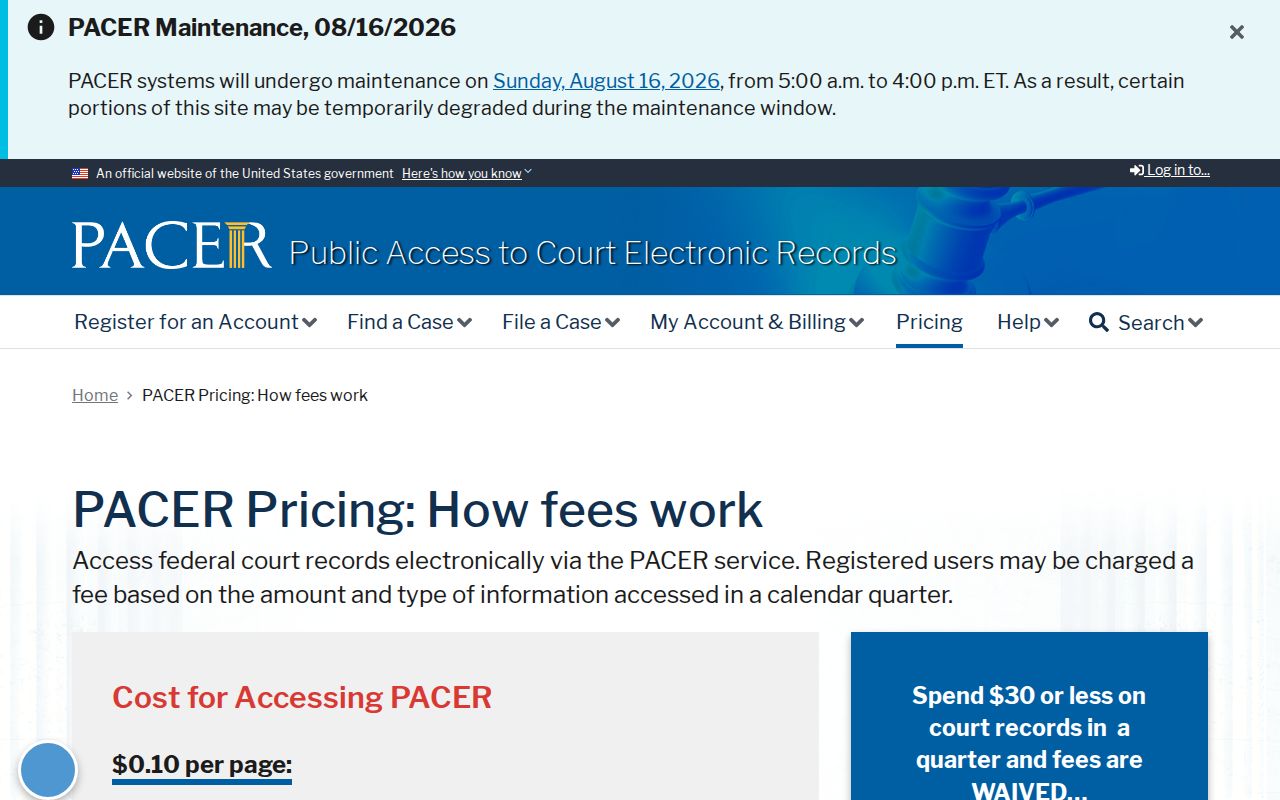Bessemer previous residents PACER federal record access